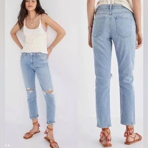 Agolde Toni Mid Rise Slim Straight Jeans Denim
